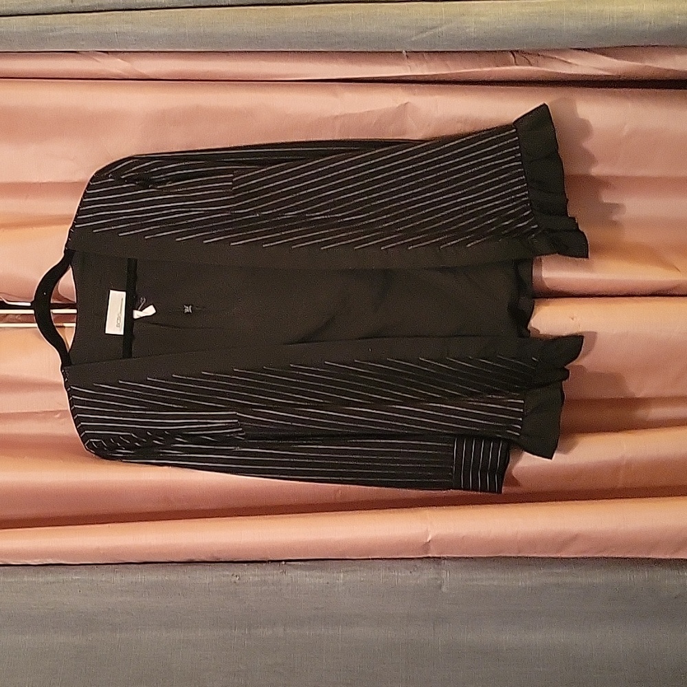 BCBGeneration black lightweight blazer with pinstripes.